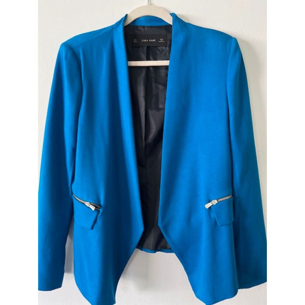 Zara Open Blazer With Zipper Detail